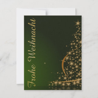 Grünes Weihnachtsmotiv mit goldenem Weihnachtsbaum Einladung