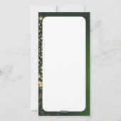 Grünes Weihnachtsmotiv mit goldenem Weihnachtsbaum Feiertagskarte (Rückseite)