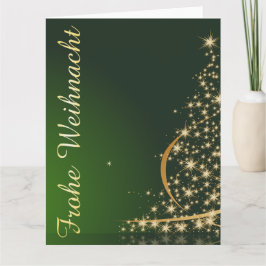 Grünes Weihnachtsmotiv mit goldenem Weihnachtsbaum Karte