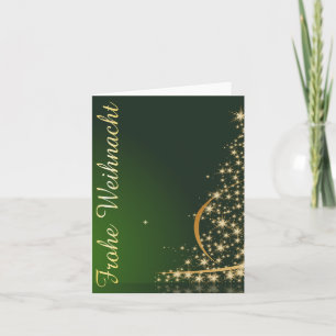 Grünes Weihnachtsmotiv mit goldenem Weihnachtsbaum Karte