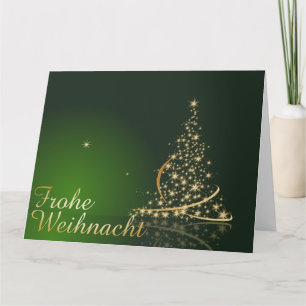 Grünes Weihnachtsmotiv mit goldenem Weihnachtsbaum Karte