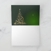 Grünes Weihnachtsmotiv mit goldenem Weihnachtsbaum Karte (Innenseite)