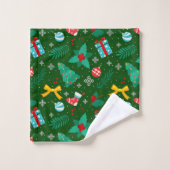 Grünes Weihnachtsmuster Abstrakt Badhandtuch Set (Waschlappen)