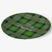 Grünes Weihnachtsmuster Kariert Pappteller (Schrägansicht)