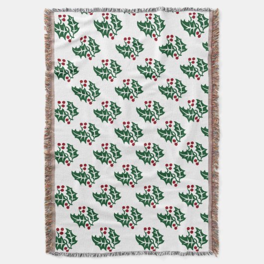 Grünes Weihnachtsmuster und Rotes Berries Decke (Vorderseite Vertikal)