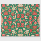 Grünes Weihnachtspapier mit Geschenkmuster F Geschenkpapier (Flach)