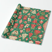 Grünes Weihnachtspapier mit Geschenkmuster F Geschenkpapier (Ungerollt)
