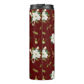 Grünes weißes Blumenmuster auf Marone Thermosbecher (Rückseite)