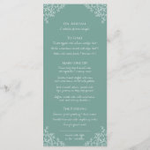 Grünes, weißes botanisches Blatt zeichnend Monogra Menükarte (Rückseite)