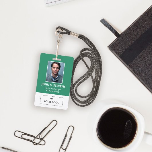 Grünes weißes Foto und Logos Mitarbeiter-ID Ausweis