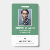 Grünes weißes Foto und Logos Mitarbeiter-ID Ausweis (Vorderseite)