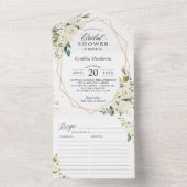 Grünes, weißes, geometrisches Brautparty All In One Einladung (Innen Boden)