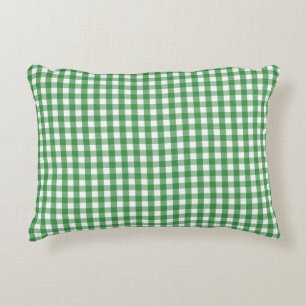 Grünes weißes Gingham-Karo-Muster Dekokissen