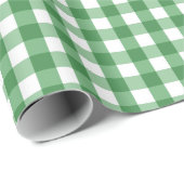 Grünes weißes Gingham-Karo-Muster Geschenkpapier (Rolleneckpunkt)