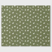 Grünes weißes Hirschrottentuch Weihnachtsgeschmack Geschenkpapier (Flach)