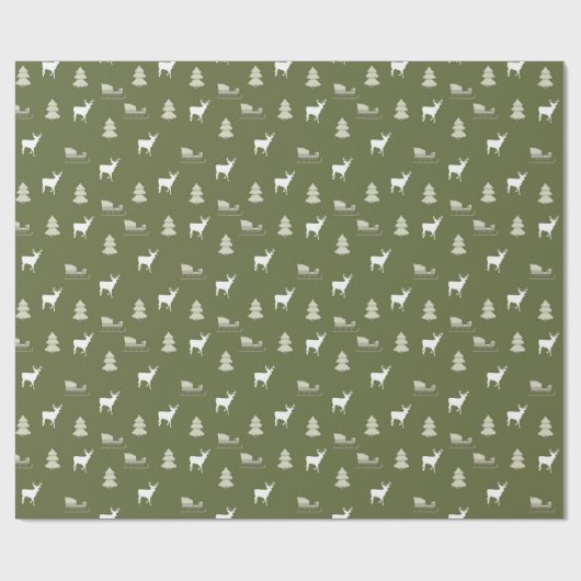 Grünes weißes Hirschrottentuch Weihnachtsgeschmack Geschenkpapier (Flach)