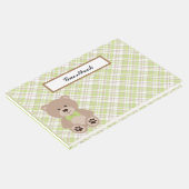 GRÜNES WEISSES KARIERTES PATTER MIT TEDDY-BAR GÄSTEBUCH (Ecke)