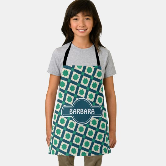 Grünes, weißes Minimalmuster Schürze (Insitu)