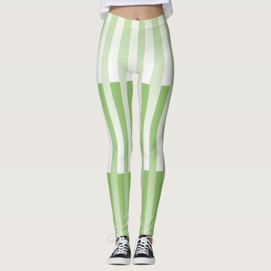 Grünes, weißes Muster Leggings (Vorderseite)