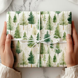 Grünes Weißes Pine Tree Urlaubspapier Geschenkpapier