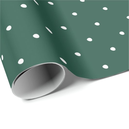 Grünes Weißes Polka Dot Weihnachtswrapping Geschenkpapier (Rolleneckpunkt)