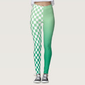 Grünes, weißes Prüfmuster für Monogramm Leggings (Vorderseite)