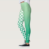 Grünes, weißes Prüfmuster für Monogramm Leggings (Links)