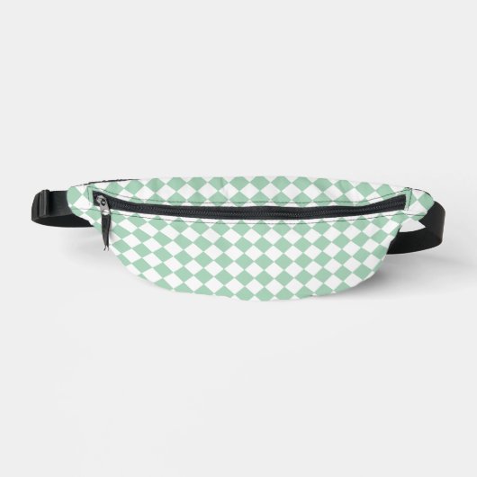 Grünes weißes Schachbrett Diamantmuster Bauchtasche (Vorderseite)