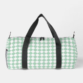 Grünes weißes Schachbrett Diamantmuster Duffle Bag (Rückseite)