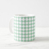 Grünes weißes Schachbrett Diamantmuster Kaffeetasse (Vorderseite Links)
