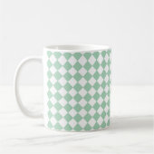 Grünes weißes Schachbrett Diamantmuster Kaffeetasse (Links)