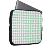 Grünes weißes Schachbrett Diamantmuster Laptopschutzhülle (Vorne Rechts)