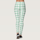 Grünes weißes Schachbrett Diamantmuster Leggings (Rückseite)
