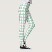 Grünes weißes Schachbrett Diamantmuster Leggings (Rechts)