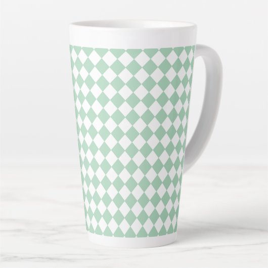 Grünes weißes Schachbrett Diamantmuster Milchtasse (Rechte Ecke)
