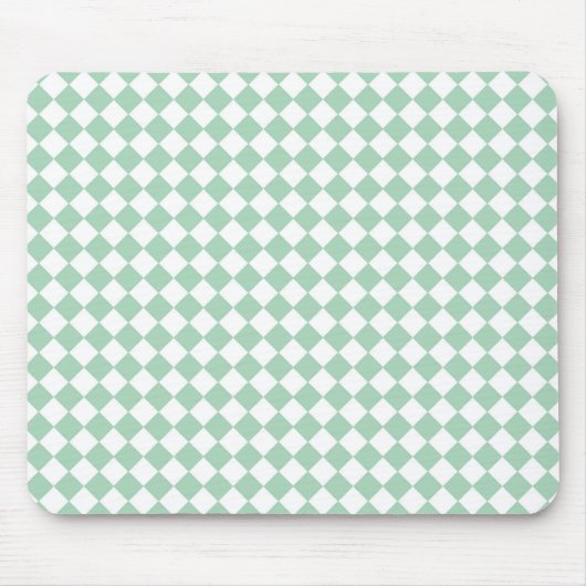 Grünes weißes Schachbrett Diamantmuster Mousepad (Vorne)