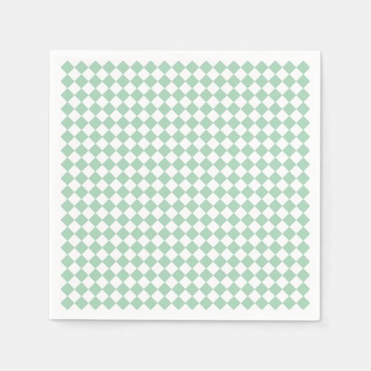 Grünes weißes Schachbrett Diamantmuster Serviette (Vorderseite)