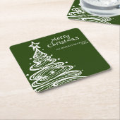 Grünes Weißes Weihnachtsbaum-Party Rechteckiger Pappuntersetzer (angewinkelt)