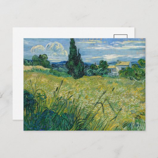 Grünes Weizenfeld mit Cypress | Vincent van Gogh Postkarte (Vorne/Hinten)