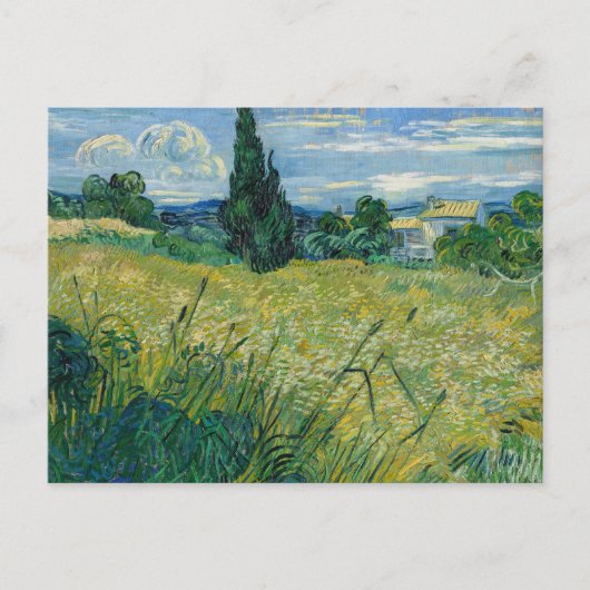 Grünes Weizenfeld mit Cypress | Vincent van Gogh Postkarte (Vorderseite)