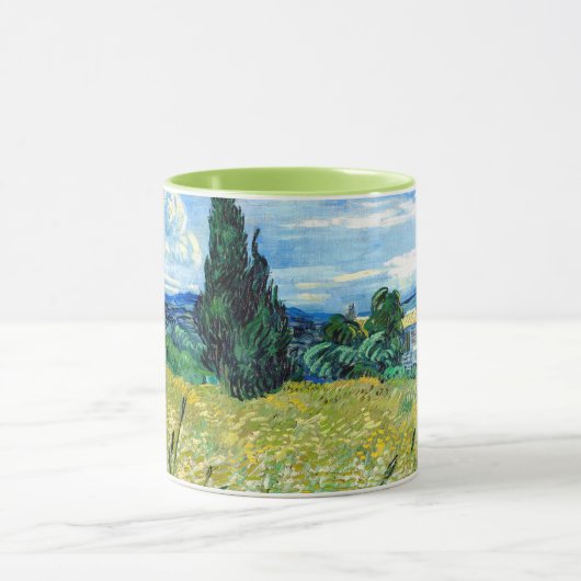 Grünes Weizenfeld mit Cypress - Vincent Van Gogh Tasse (Zentrum)
