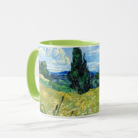 Grünes Weizenfeld mit Cypress - Vincent Van Gogh Tasse (Vorderseite Links)