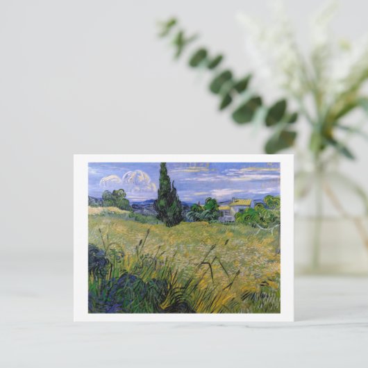 Grünes Weizenfeld mit Cypress von Van Gogh. Postkarte (Stehend Vorderseite)