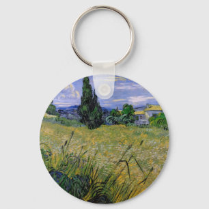 Grünes Weizenfeld mit Cypress von Van Gogh. Schlüsselanhänger