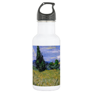 Grünes Weizenfeld mit Cypress von Van Gogh. Trinkflasche