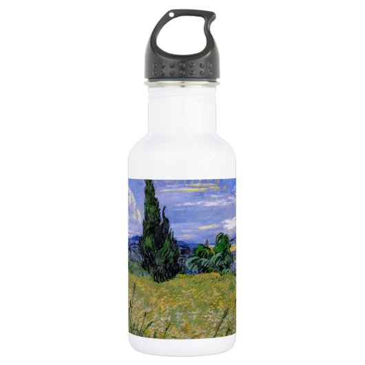 Grünes Weizenfeld mit Cypress von Van Gogh. Trinkflasche (Vorderseite)