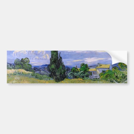 Grünes Weizenfeld mit Cypress von Vincent van Gogh Autoaufkleber (Vorne)