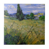 Grünes Weizenfeld mit Cypress von Vincent van Gogh Fliese (Vorderseite)