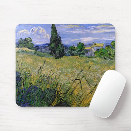 Grünes Weizenfeld mit Cypress von Vincent van Gogh Mousepad (Mit Mouse)