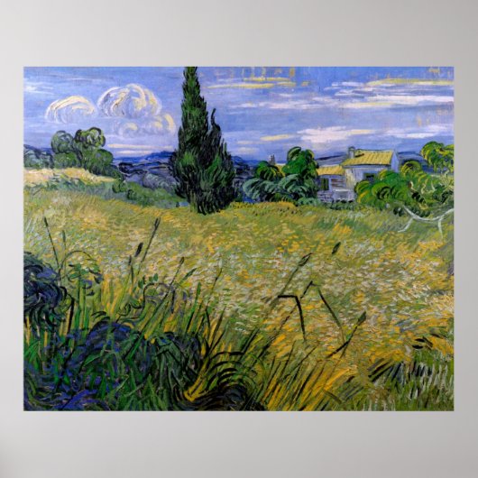 Grünes Weizenfeld mit Cypress von Vincent van Gogh Poster (Vorne)